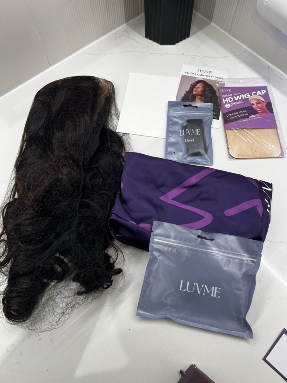 LUVME Glueless Lace Wig 100% Human Hair Natural Black - Versatile Styling - Picture 2 of 6